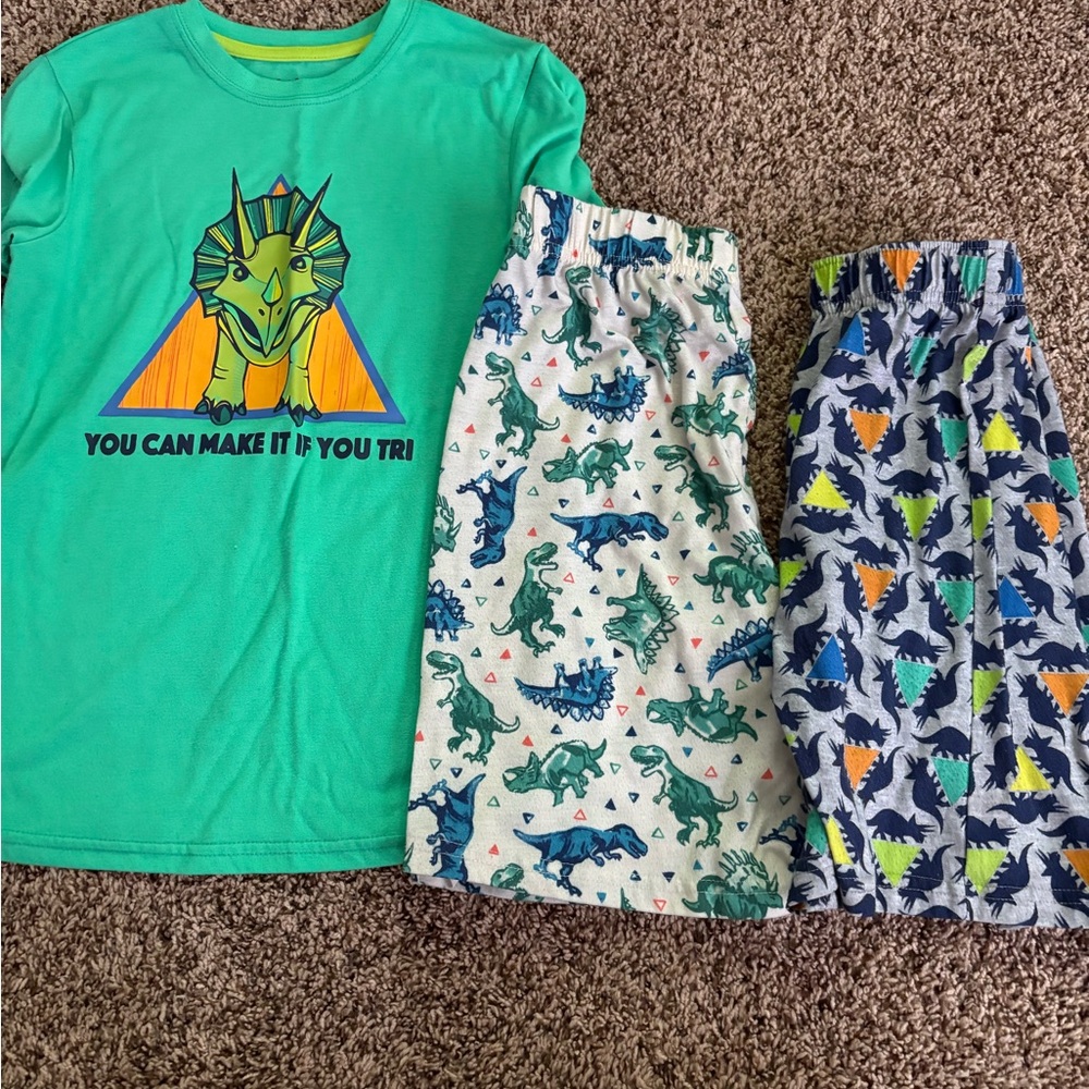 Cat & Jack Dinosaur Pajama Set - Green, White, Blue Youth M (8-10)